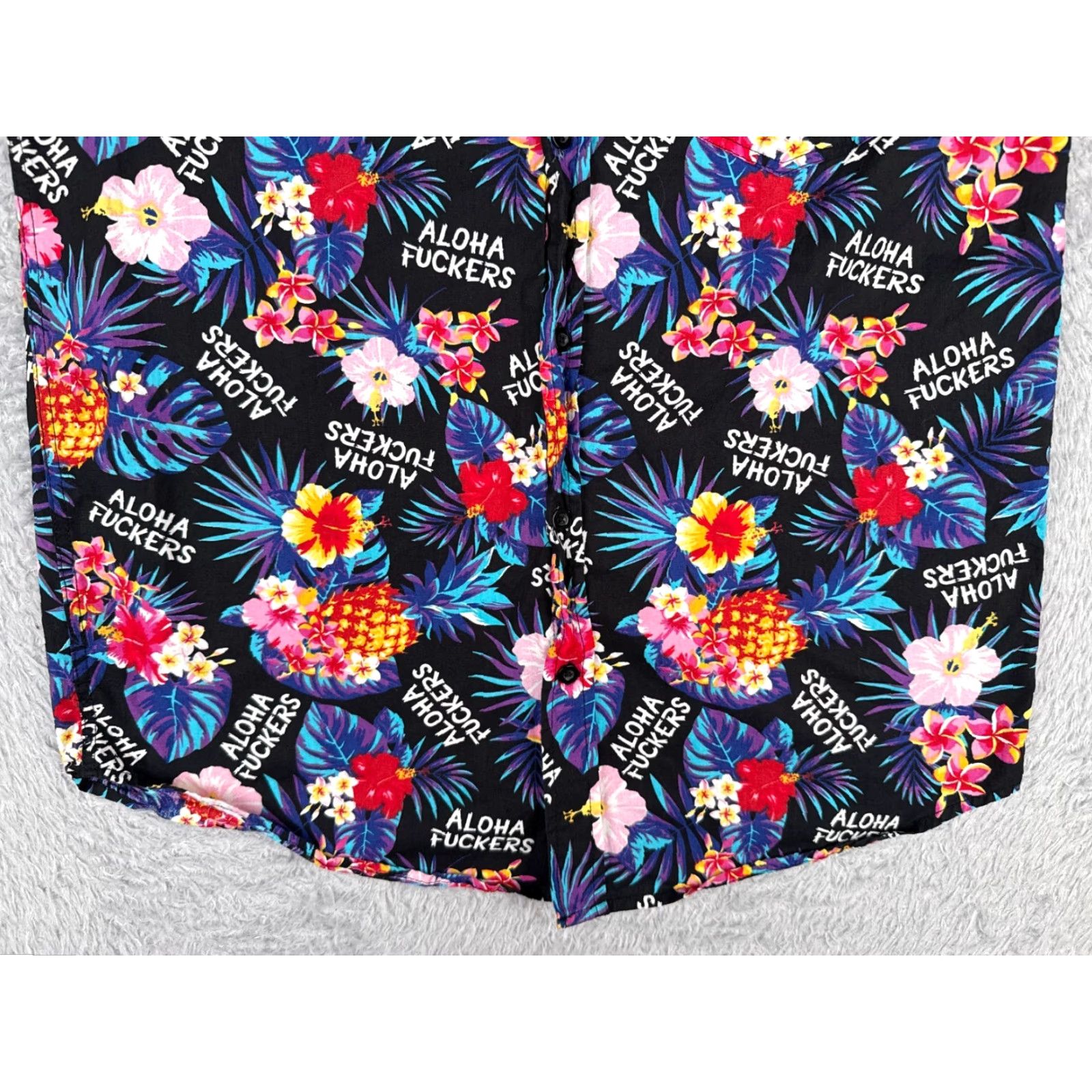 Vintage VINTAGE Spencer's Shirt Men S Black Pineapple AOP 100% Cotton Aloha F*ckers 90s Beach/Party Mens Size US S / EU 44-46 / 1 - 5 Thumbnail