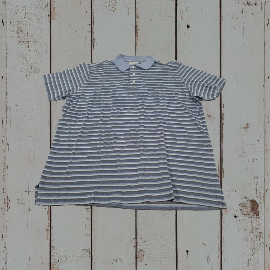 Brioni Brioni Polo Shirt L Blue Striped 100% Cotton Knit Casual Italy Short Sleeve Mens Size US L / EU 52-54 / 3 - 1 Thumbnail