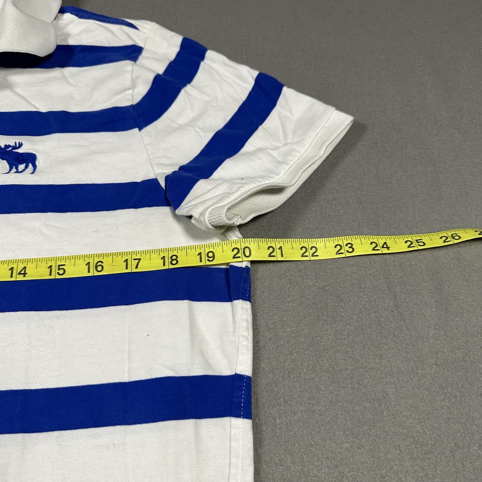 Abercrombie & Fitch Abercrombie & Fitch Men Polo Shirt XL White Blue Striped Size US XL / EU 56 / 4 - 4 Thumbnail