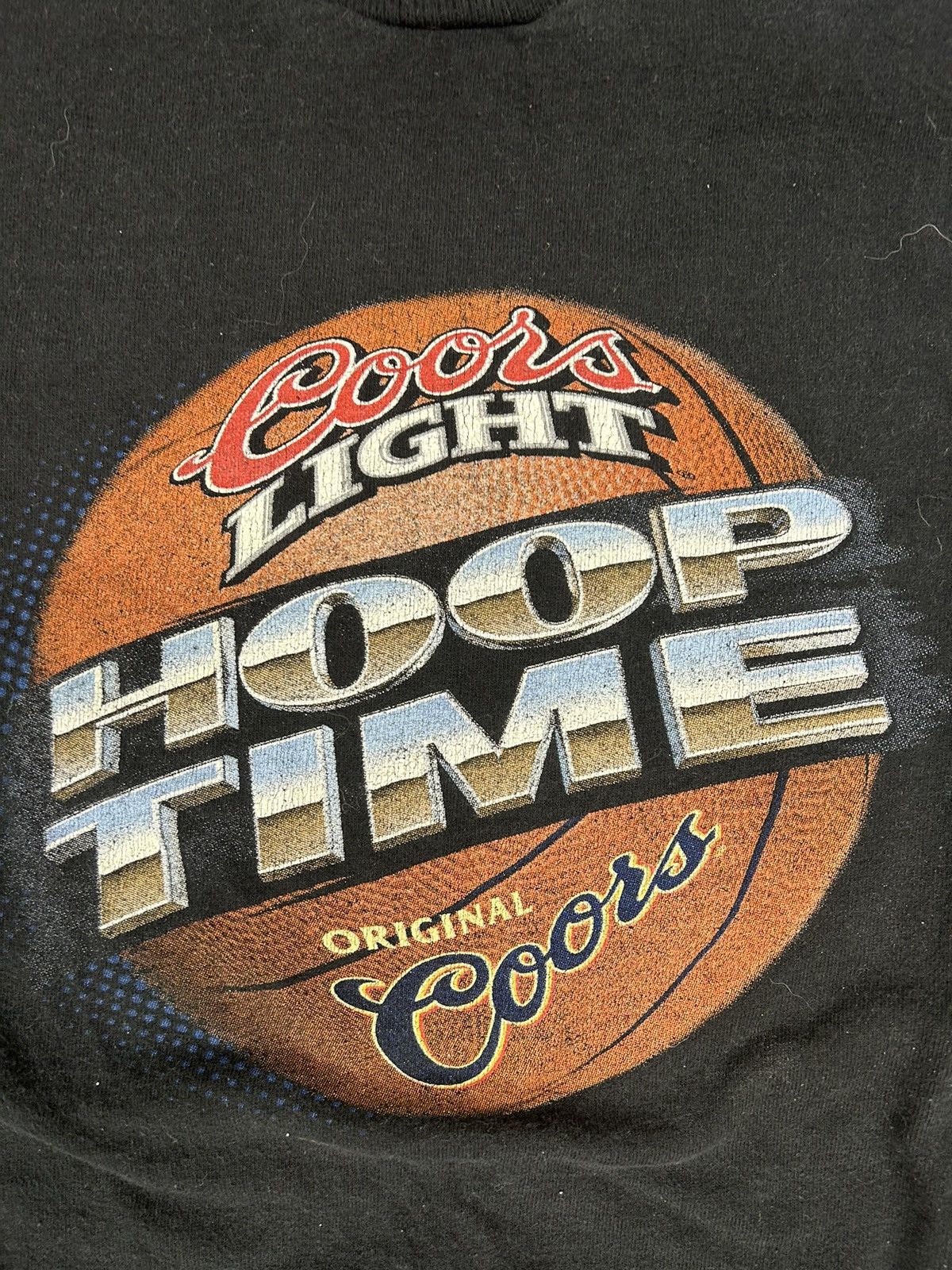 NBA × Vintage Crazy Vintage 90s Essential Black Coors Light Hoop Tee Shirt Size US M / EU 48-50 / 2 - 2 Thumbnail