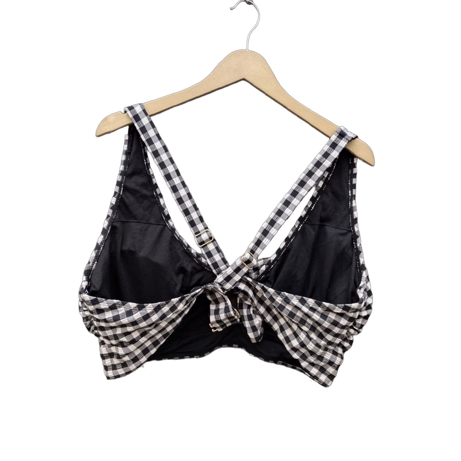 Vintage Terra & Sky Women's Tie Keyhole Bikini Top Cross Back 3X 24W-26W Black/Gray Checkered Deep Back Beach Mens? Size XXL / US 16-18 / IT 52-54 - 1 Thumbnail