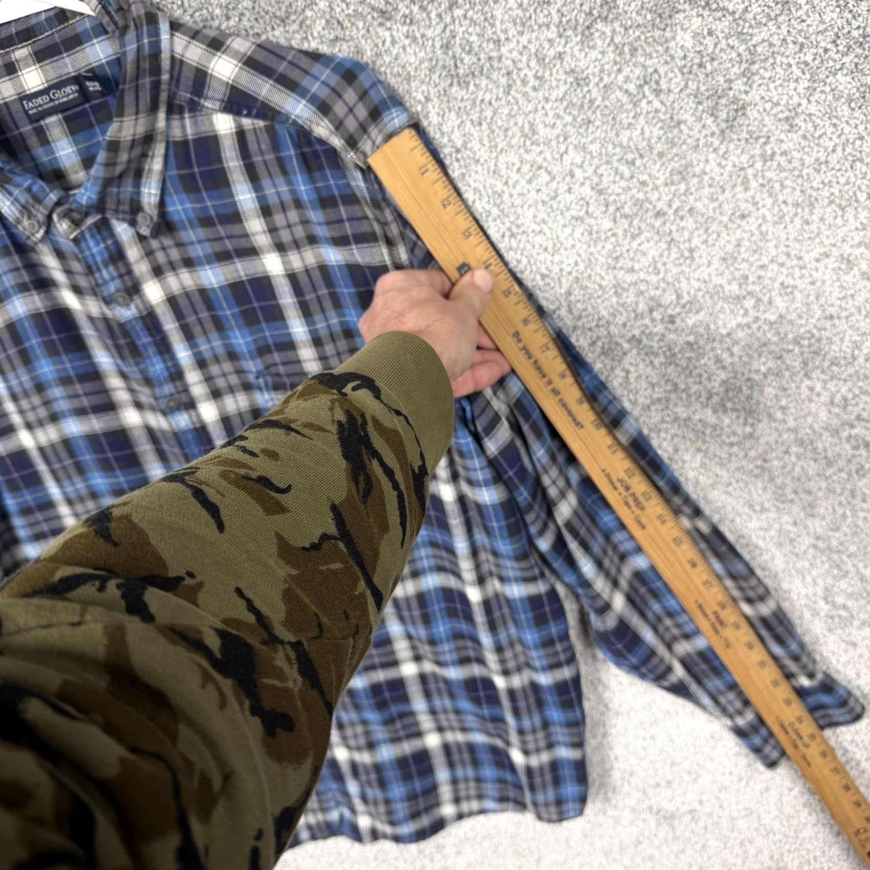Faded Glory Faded Glory Mens XL Flannel Button-Down Shirt Blue Gray Plaid Workwear Casual Button-Up Sh Size US XL / EU 56 / 4 - 3 Thumbnail