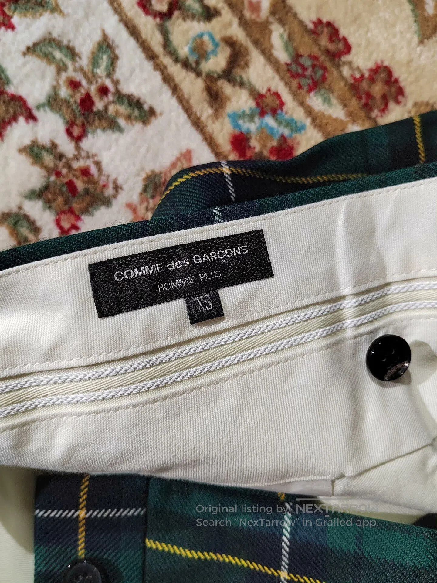 Comme des Garcons Homme Plus COMME des GARÇONS Plaid Trousers in Green. Size 24" / US 00 / IT 34 - 6 Thumbnail
