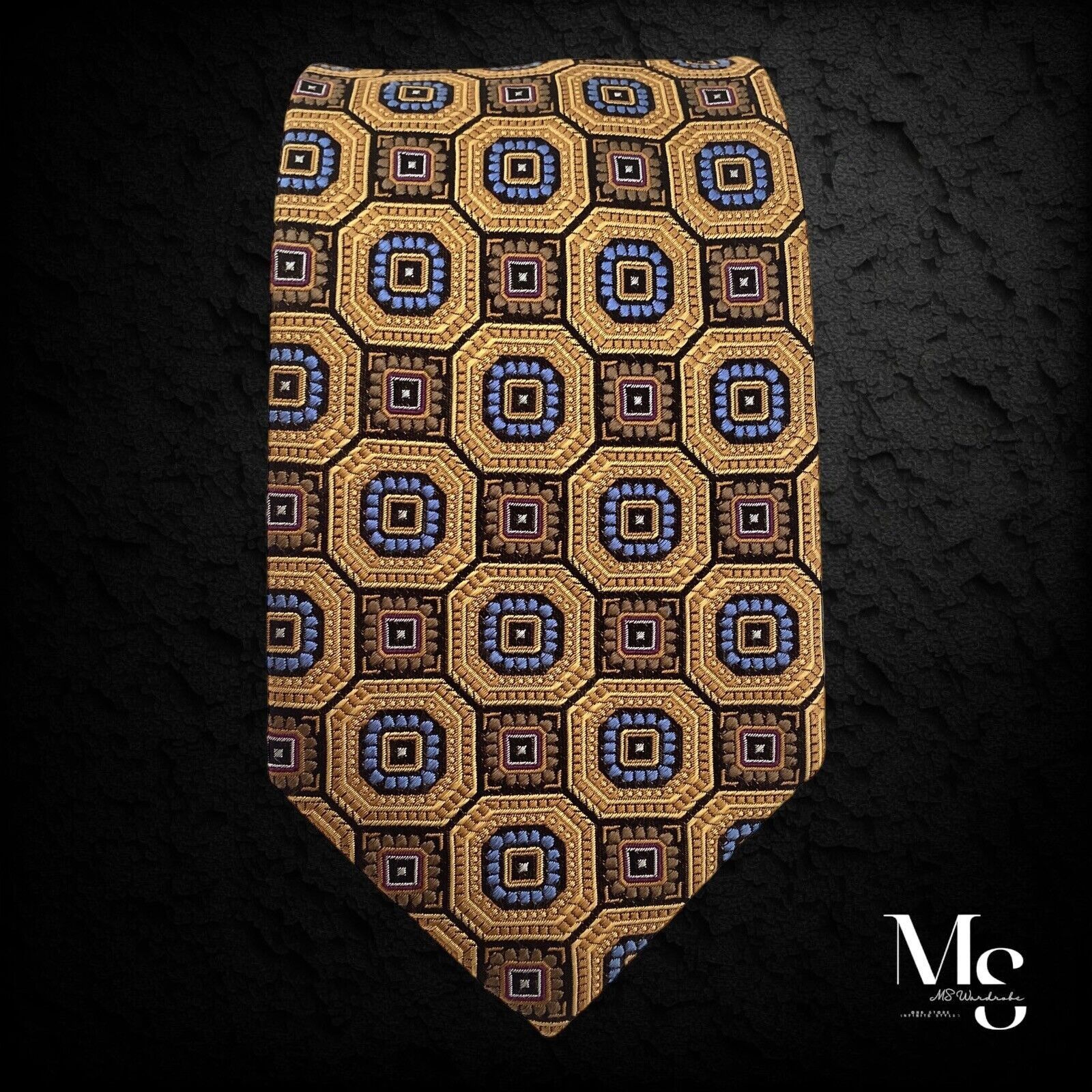 Jos. A. Bank JOS. A. BANK Signature Collection Gold Geometric Silk Hand M Size ONE SIZE - 6 Thumbnail