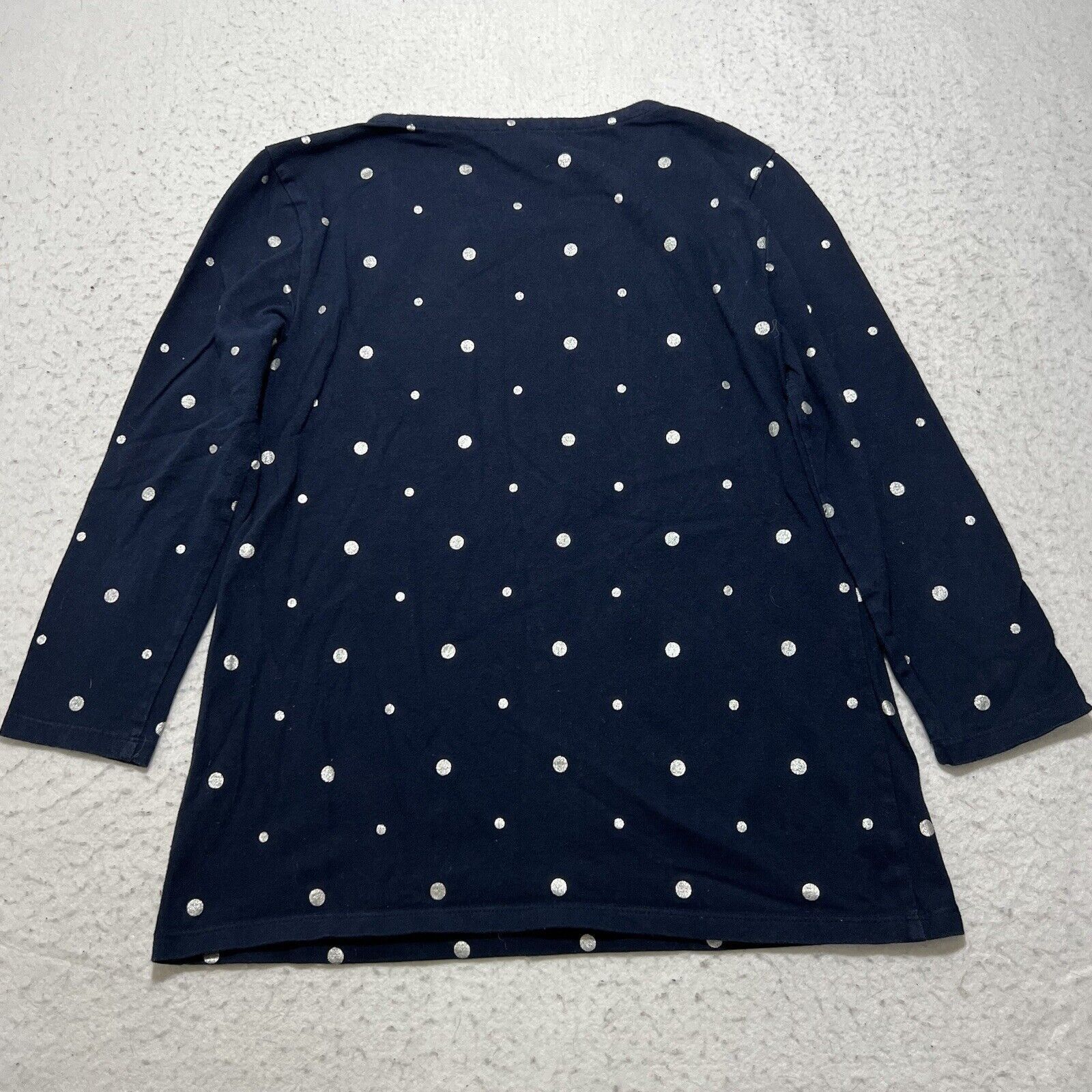 Other Talbots XS Crewneck 3/4 Sleeve Blue Silver Polka Dot T Shirt Size XS / US 0-2 / IT 36-38 - 9 Thumbnail