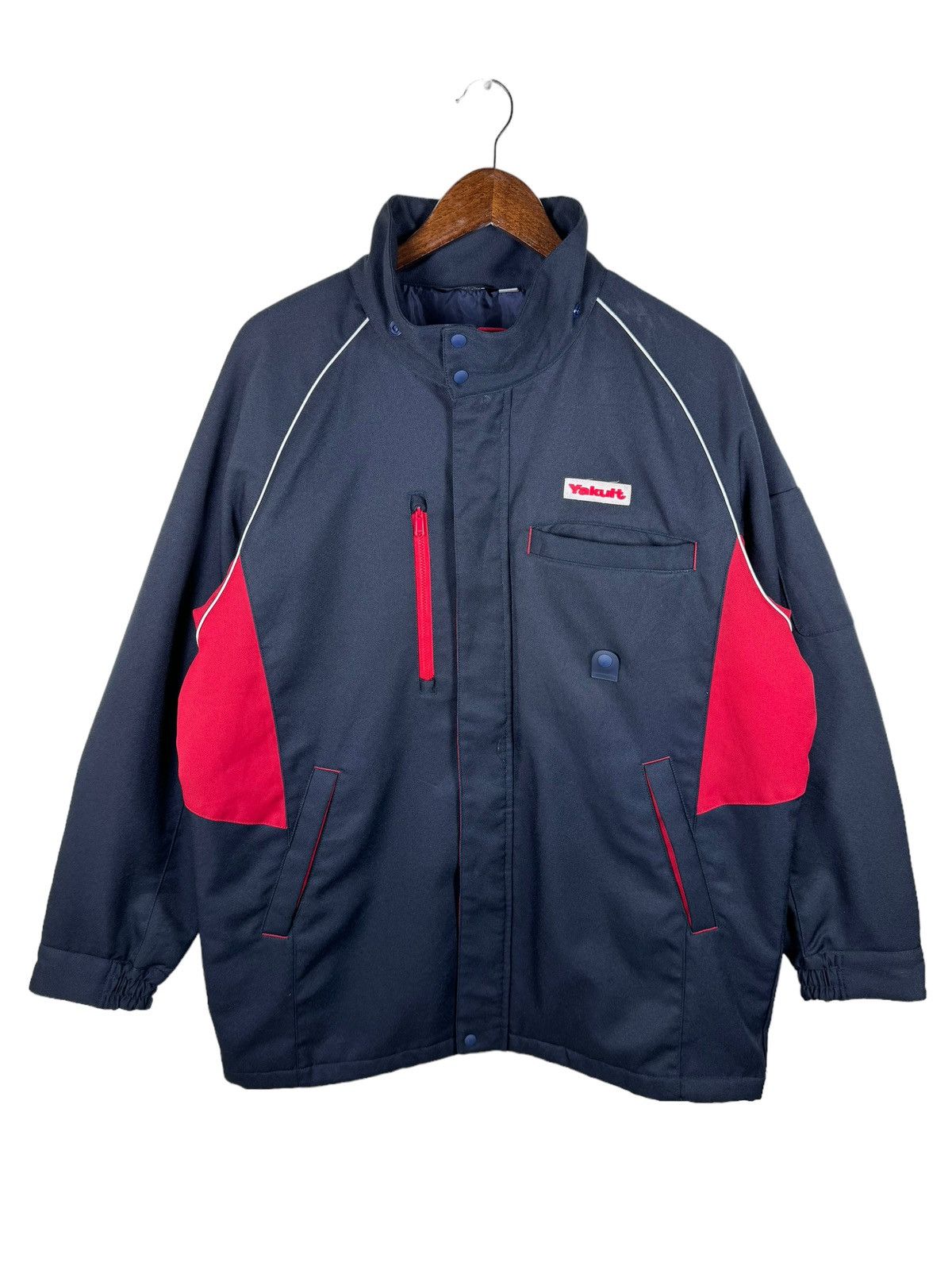 image of Vintage Work Jacket Yakult Thinsulate 3M in Blue/Red, Men's (Size Large)