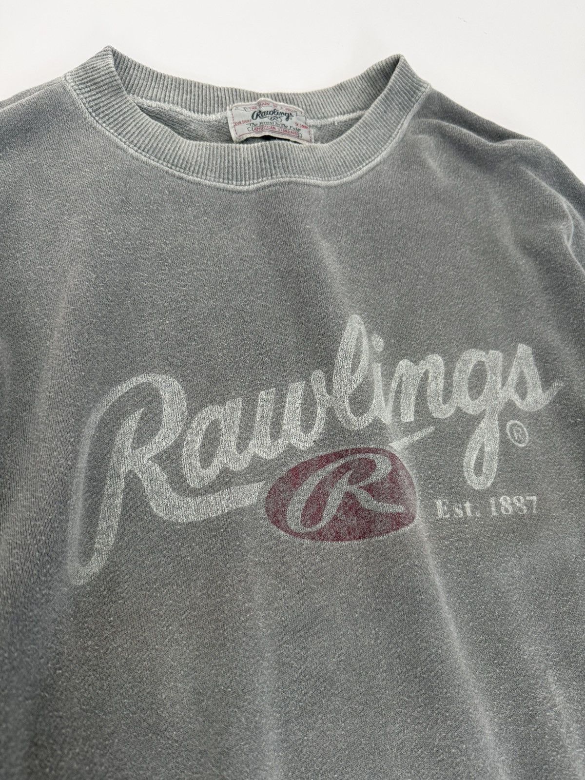Asics 🔥 Rawlings JPN Sportwear Distressed Grey Spellout logo Sweat Size US M / EU 48-50 / 2 - 4 Thumbnail