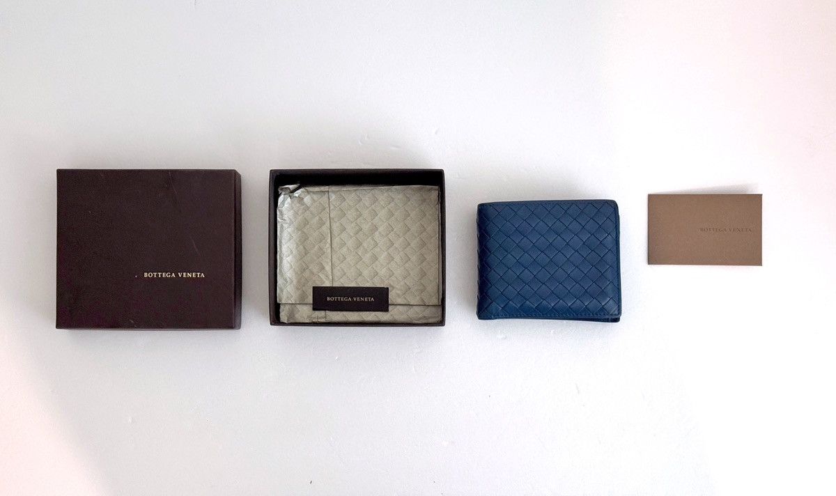 Bottega Veneta Bottega Veneta Intrecciato Blue Bifold Wallet Coin Pocket Size ONE SIZE - 3 Thumbnail