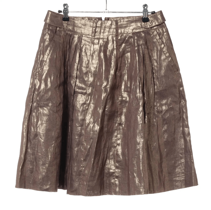 Dior Linen Skirt Brown x Metallic Gold Size 27" / US 4 / IT 40 - 1 Thumbnail