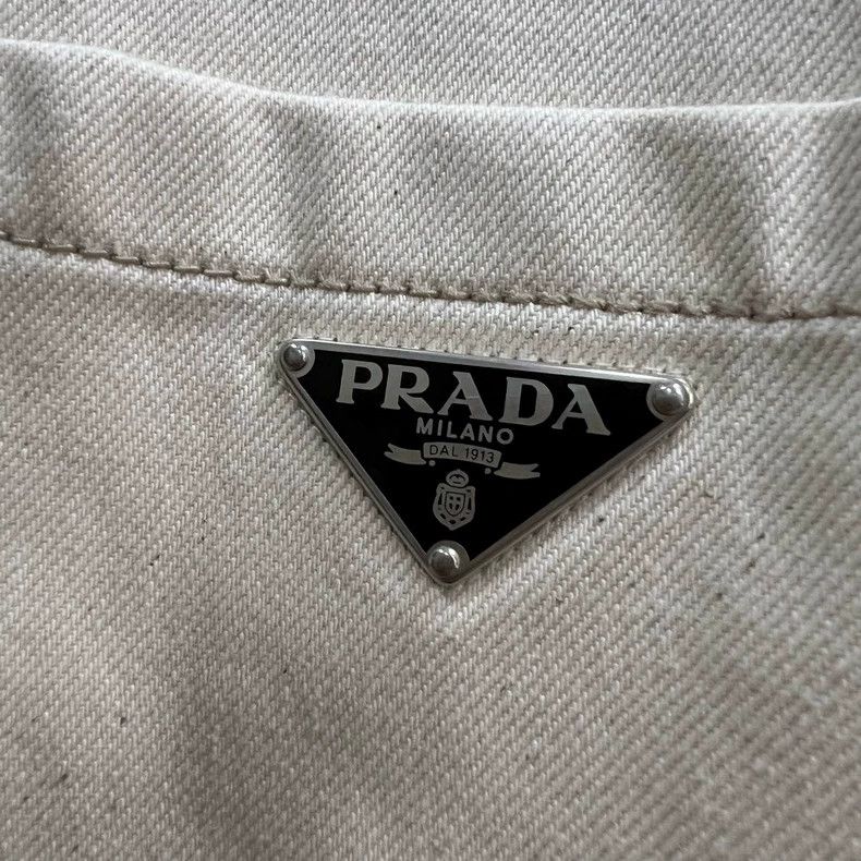 Prada Prada Beige triangle logo denim shirt 2501-Nextarrow Size US XL / EU 56 / 4 - 3 Thumbnail