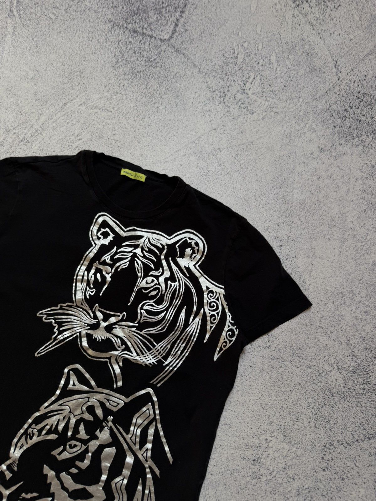 Versace VERSACE Tiger Big Cat Foil Metallic Graphic Tee Black Silver Size US XXL / EU 58 / 5 - 6 Thumbnail