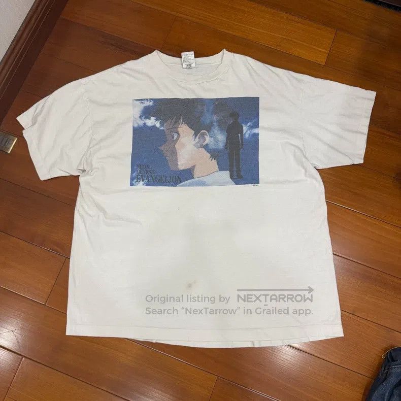Saint Michael size xxxl White Evangelion cartoon short-slee