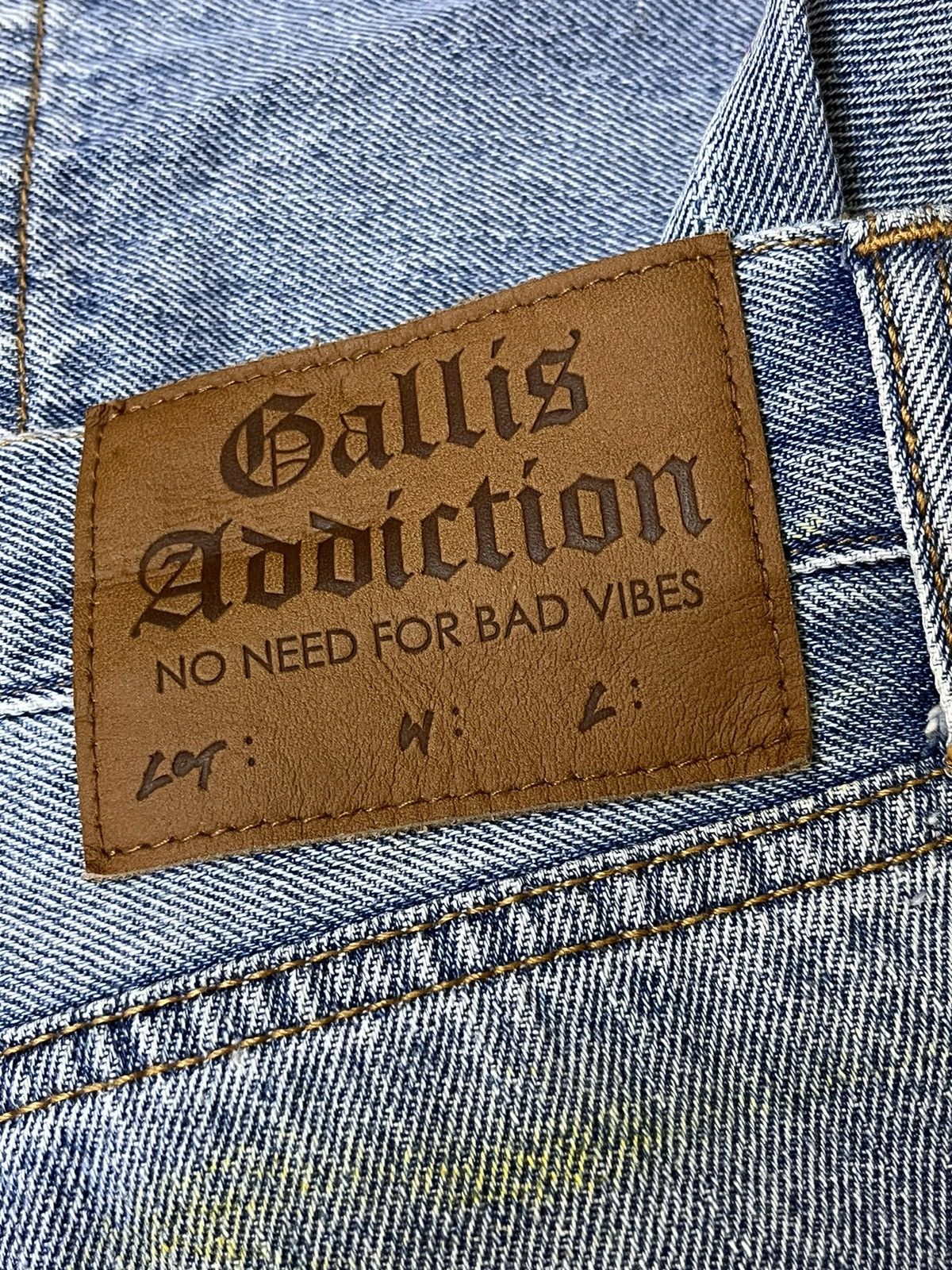Japanese Brand BAGGY🔥🔥GALLIS ADDICTION COLOURFULL PAINT WIDE JEANS Size US 33 - 20 Thumbnail