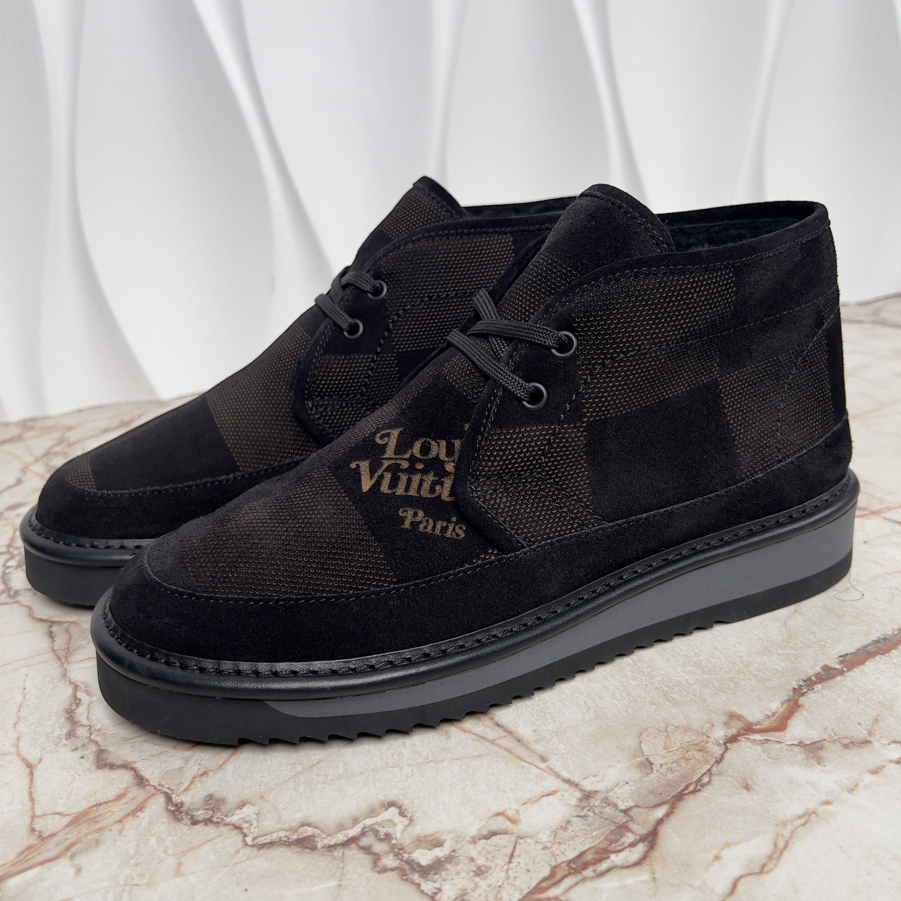 Louis Vuitton LV x NIGO Cozy Line LV Damier Giant Ankle Boots Suede Size US 8 / EU 41 - 1 Thumbnail