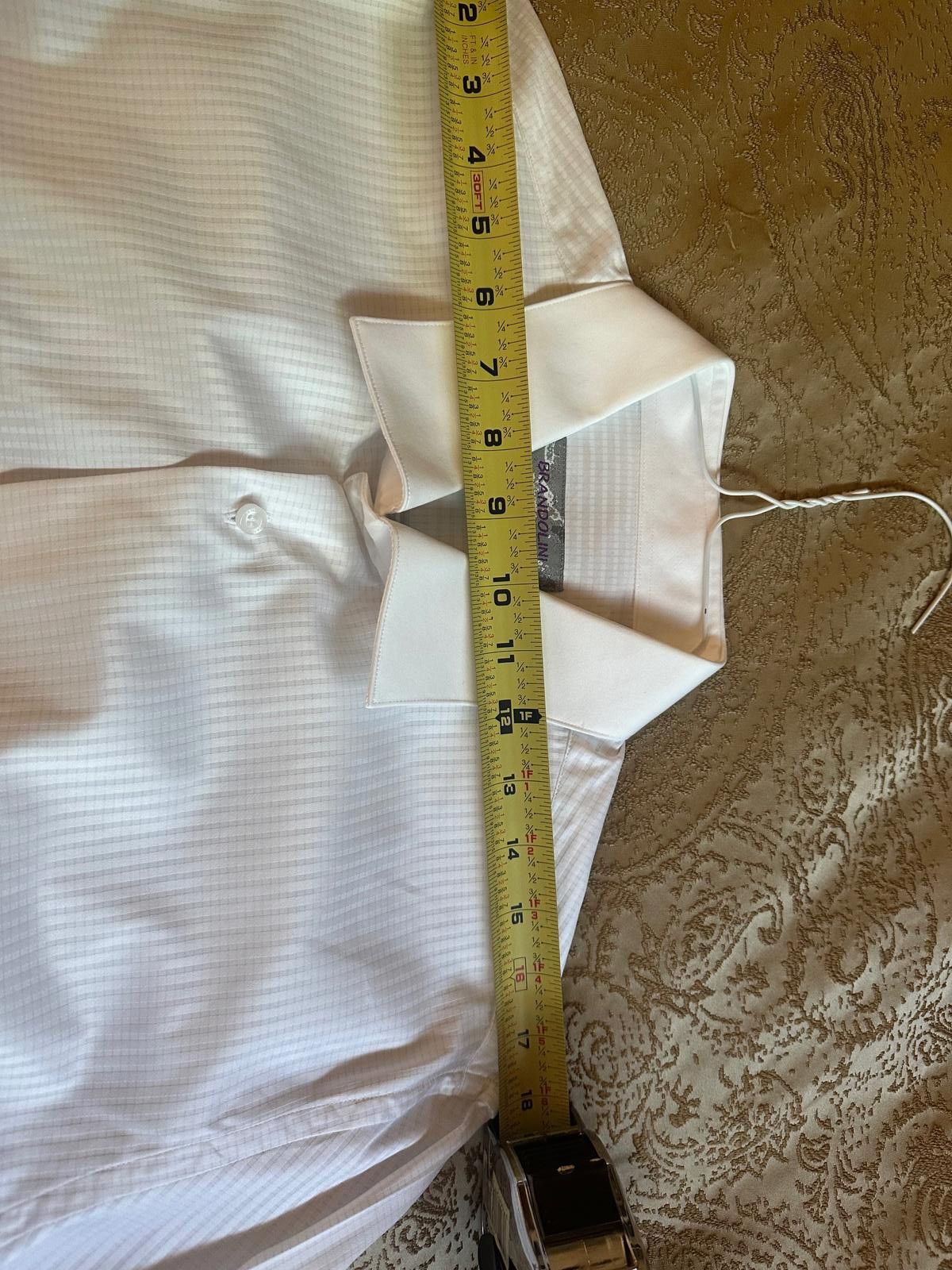 Brandini Brandolini Men's White Dress Shirt – French Cuff Size 42R - 6 Thumbnail
