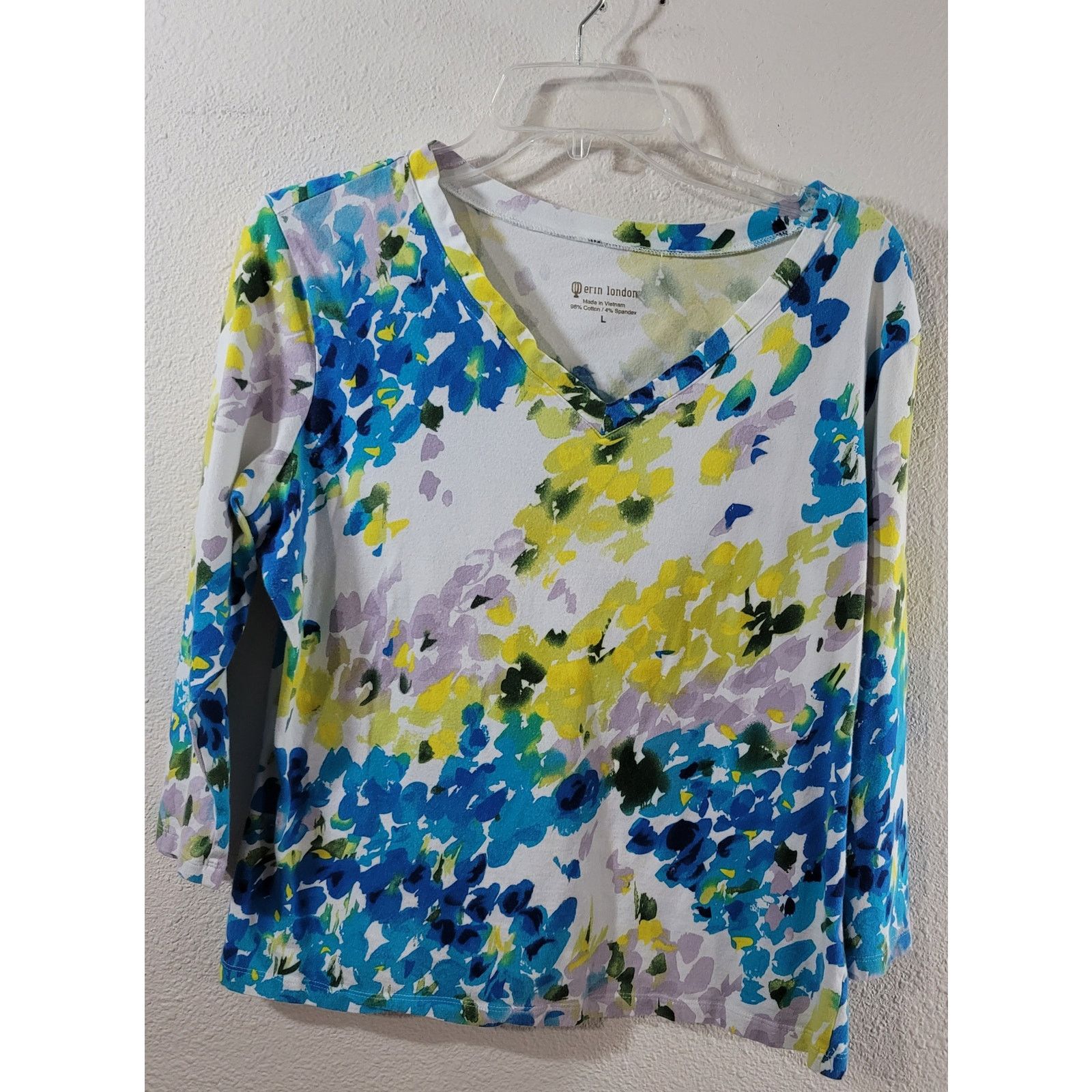Other Erin London White Blue Yellow Abstract Print Top Large Size L / US 10 / IT 46 - 5 Thumbnail