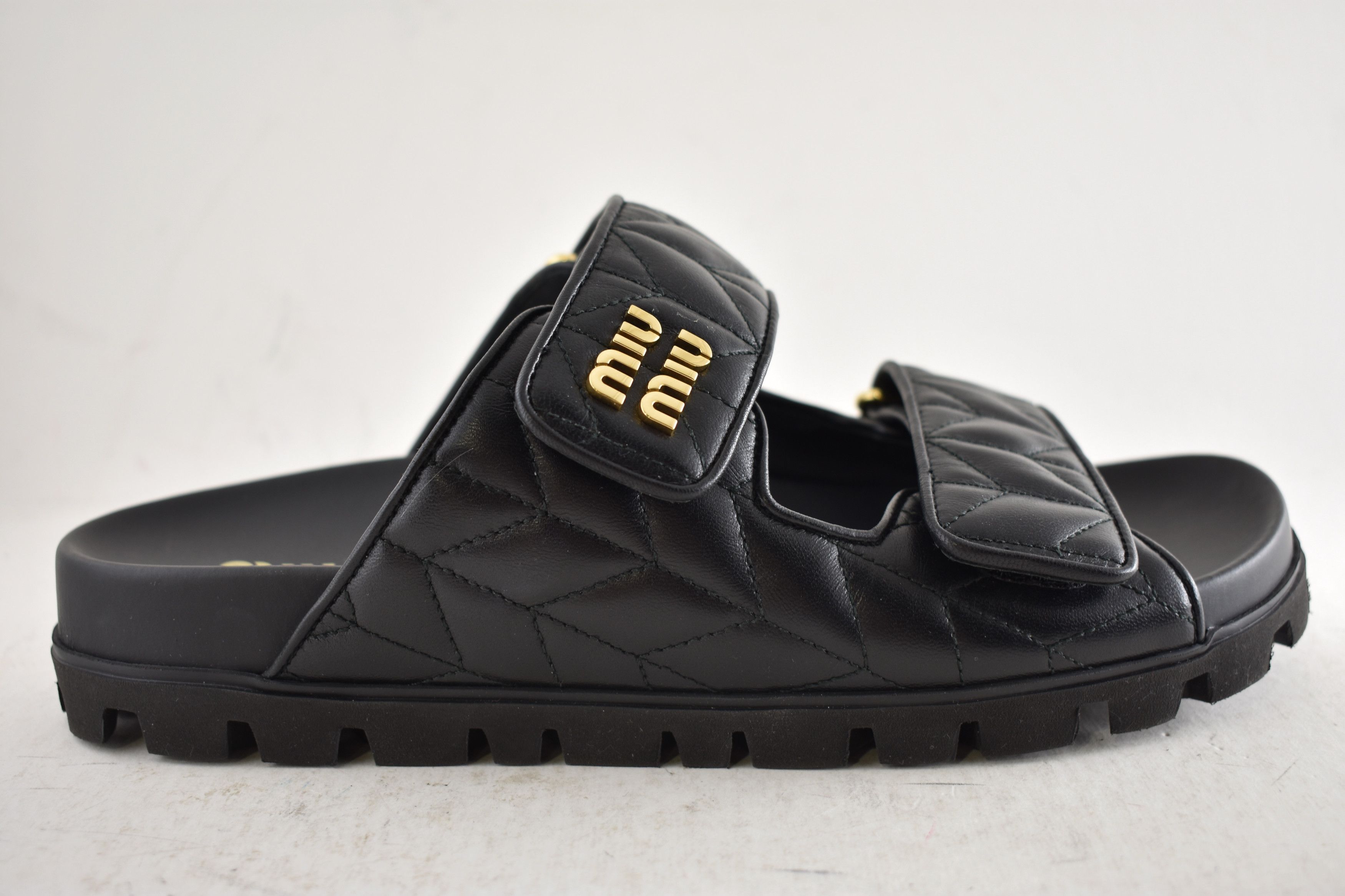 Miu Miu Miu Miu Matelasse Nappa Leather Logo Strap Slide Sandal 39 Size US 9 / IT 39 - 4 Thumbnail