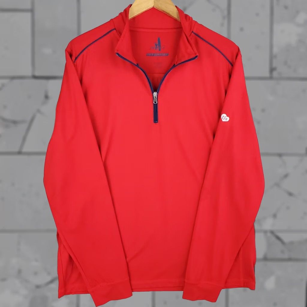 johnnie-O johnnie-O Red Prep-Formance 1/4 Zip Golf Shirt Large Mens Size US L / EU 52-54 / 3 - 1 Thumbnail