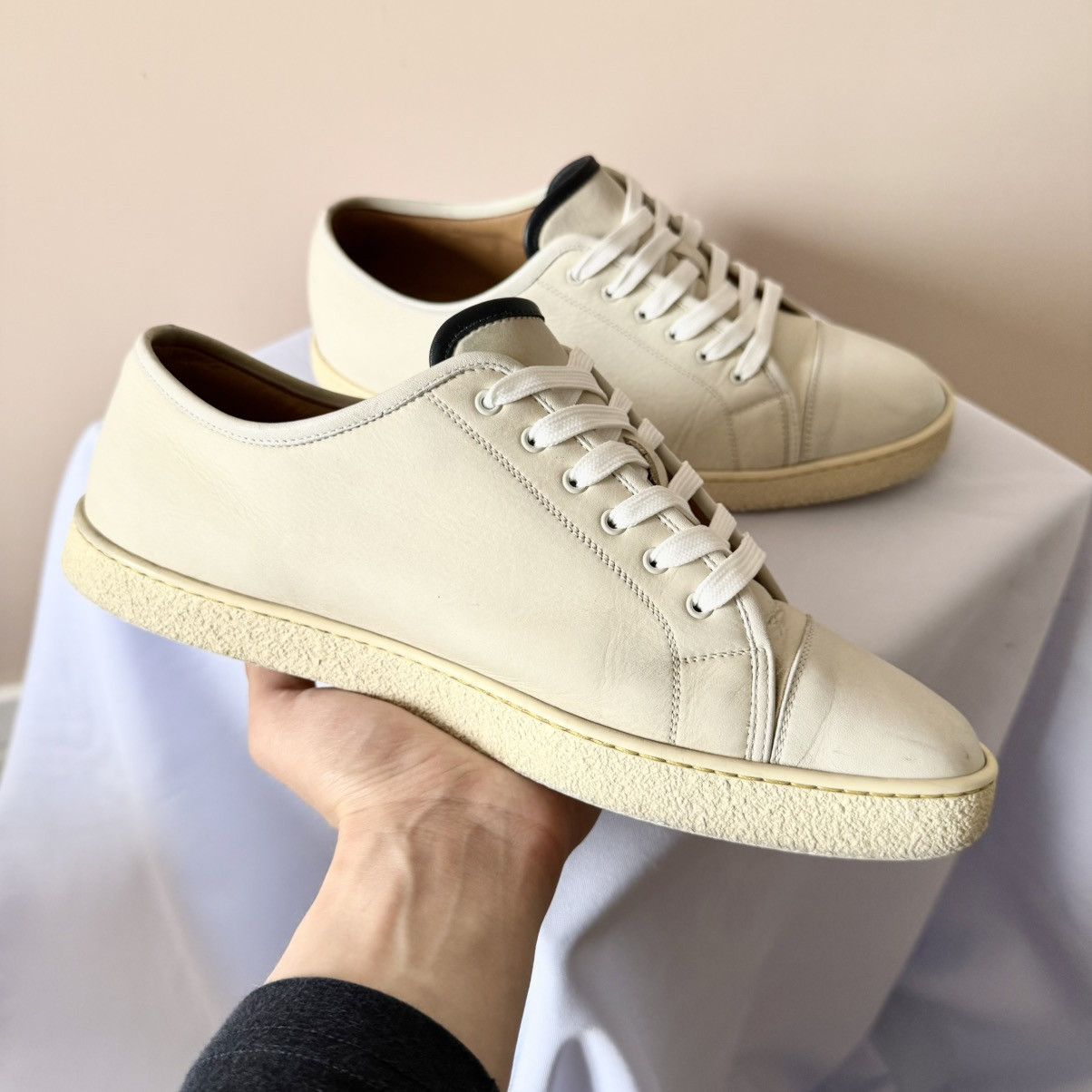John Lobb John Lobb Levah Chalk Low Leather Sneakers Shoes Size US 8.5 / EU 41-42 - 8 Thumbnail