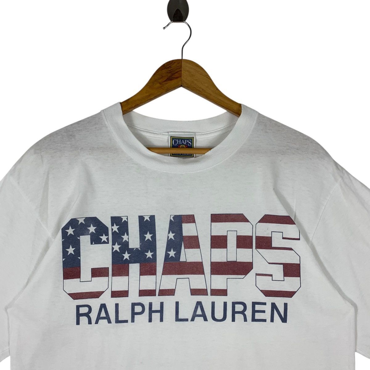 Chaps Ralph Lauren × Vintage Vintage 90s CHAPS RALPH LAUREN american flag spellout tee Size US L / EU 52-54 / 3 - 2 Thumbnail