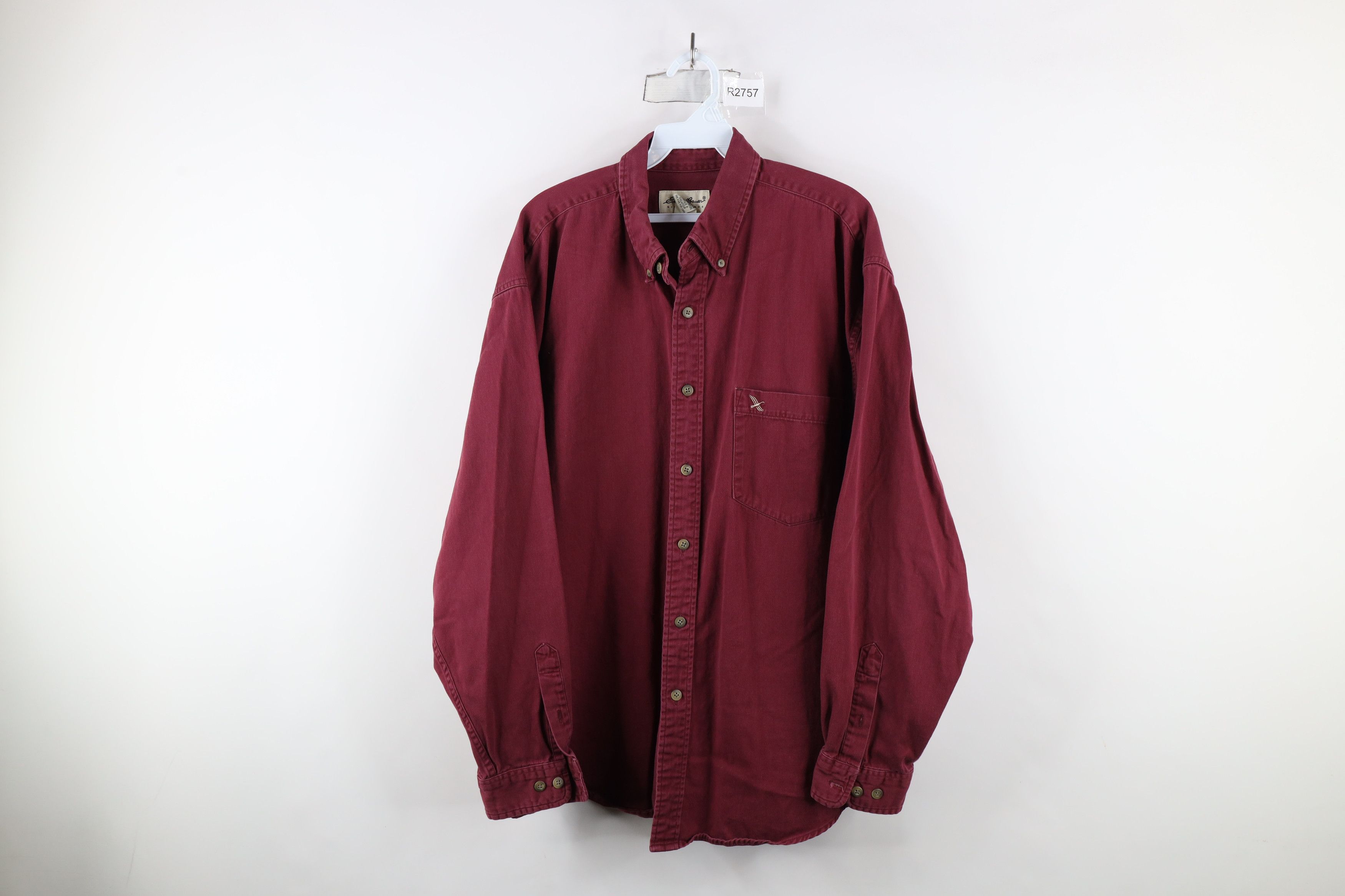 Eddie Bauer × Vintage Vintage 90s Eddie Bauer Button Down Shirt Burgundy Cotton Size US L / EU 52-54 / 3 - 1 Thumbnail