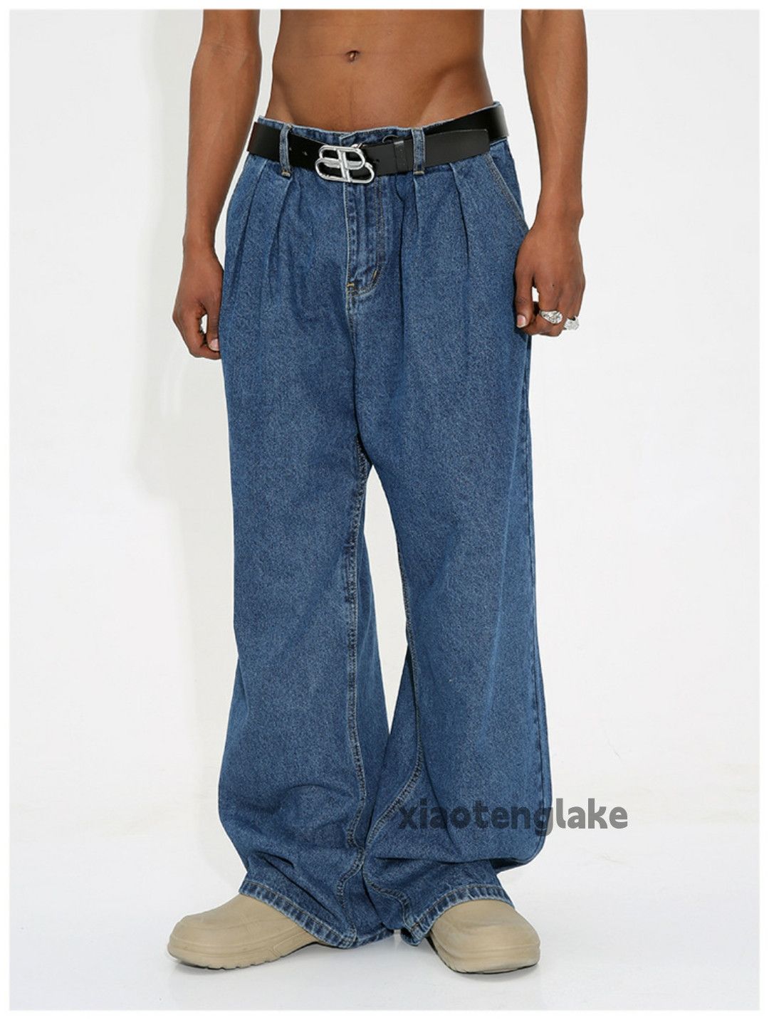 Jean × Vintage washed faded skate hiphop loose baggy pleated pants Size US 30 / EU 46 - 4 Thumbnail