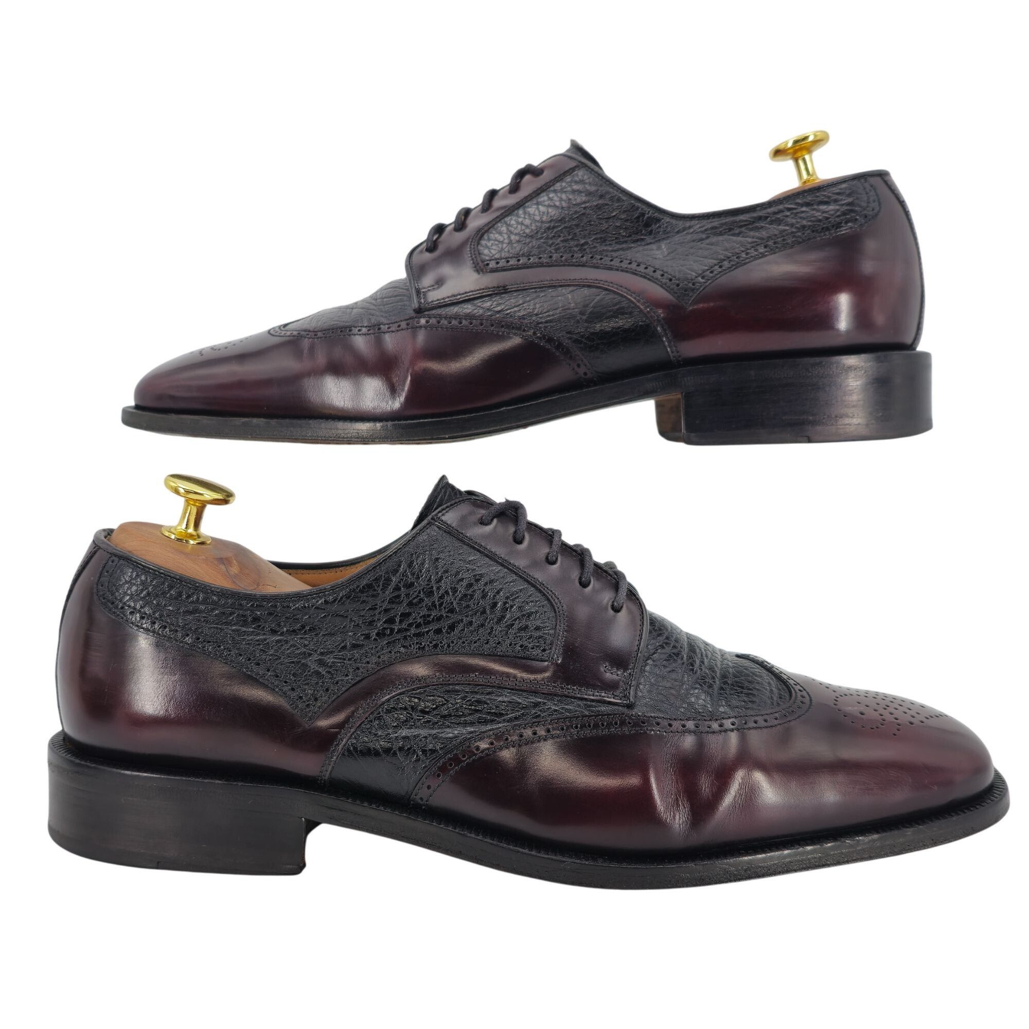 Magnanni Vintage Magnanni Spain Men's 10 Burgundy Black Leather Dress Size US 10 / EU 43 - 7 Thumbnail