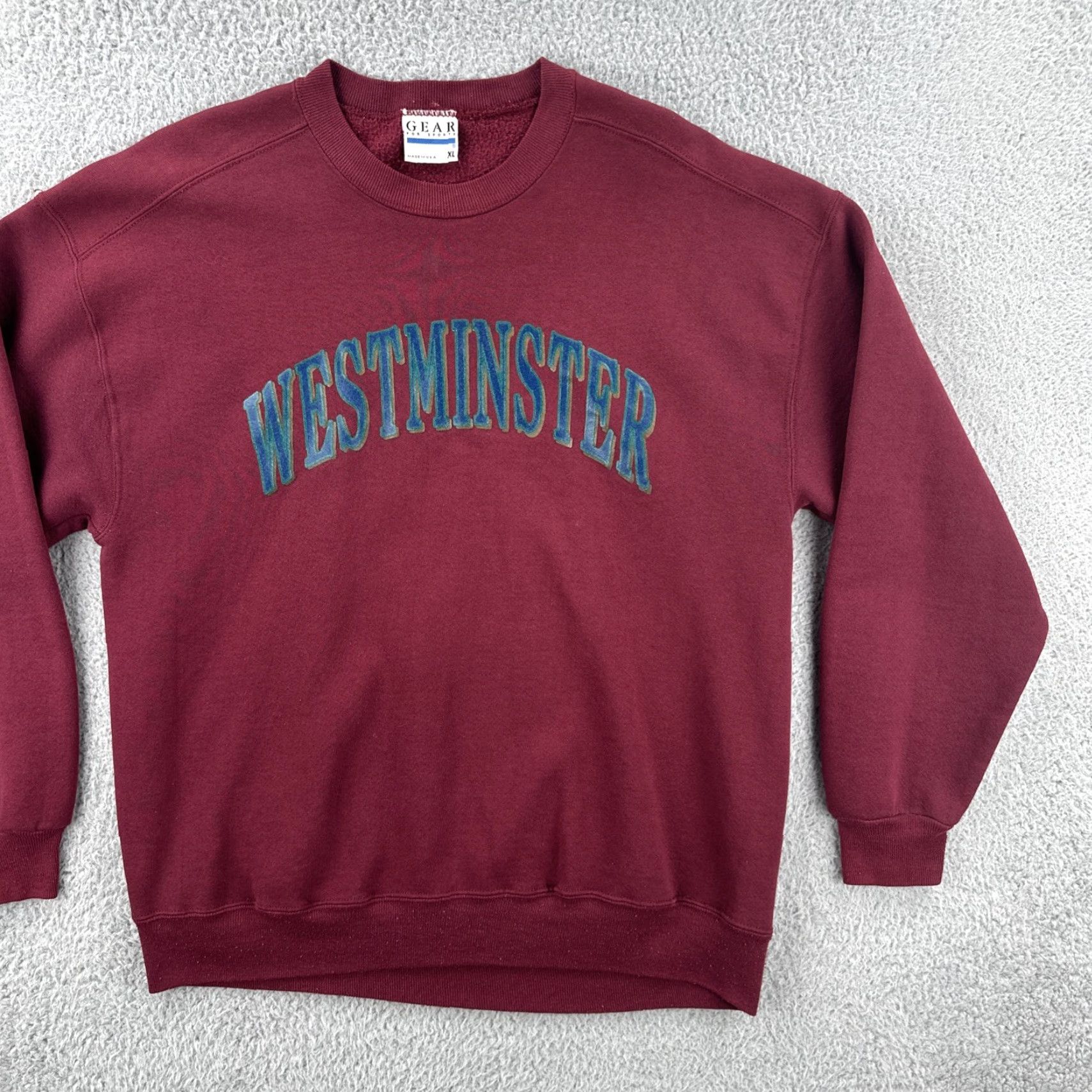 Vintage VINTAGE Gear For Sports Mens L Crewneck Sweatshirt Red Westminster College Sports Maroon/Cotton Pullover Size US L / EU 52-54 / 3 - 2 Thumbnail