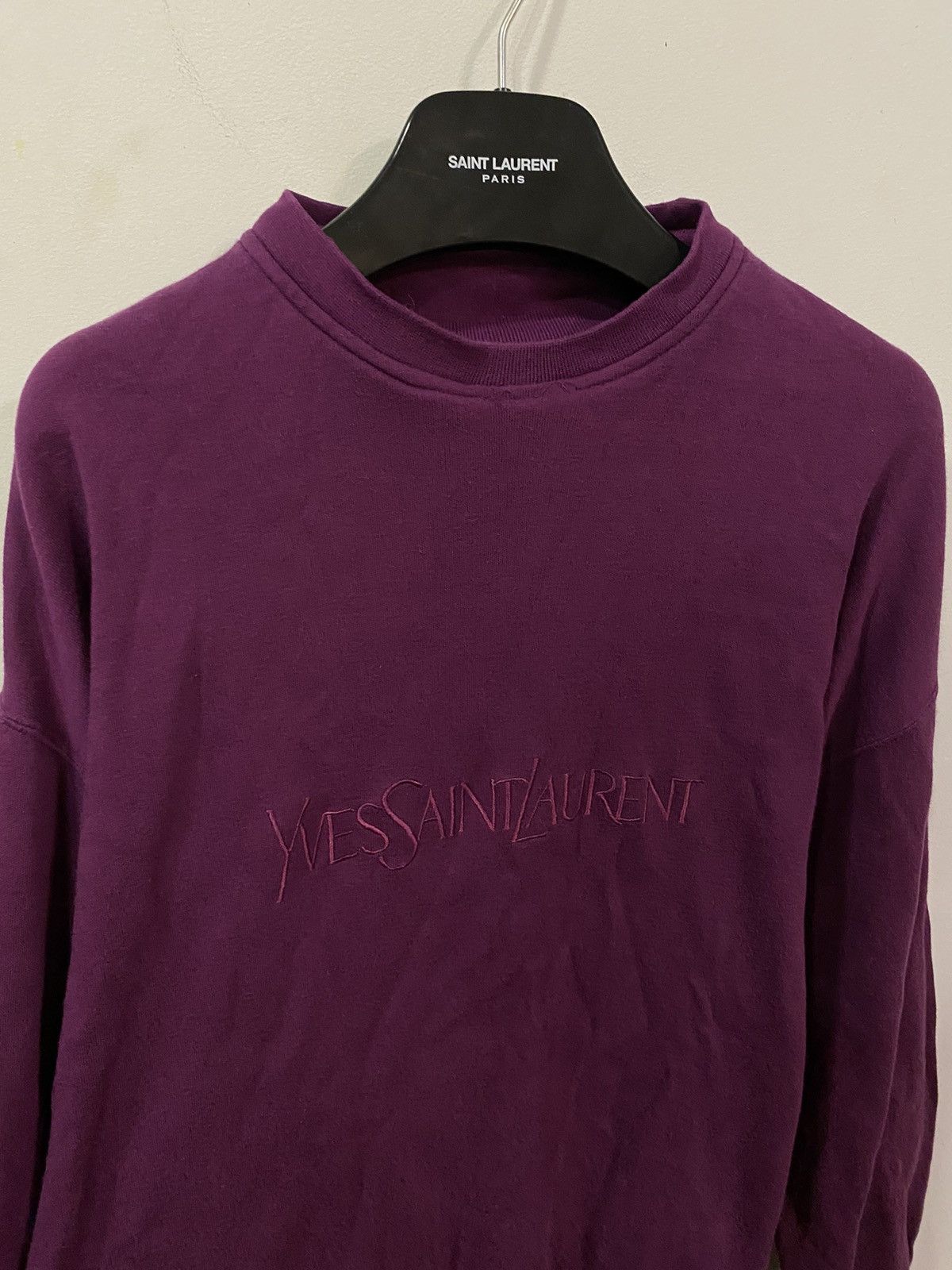 Yves Saint Laurent Magenta 90’s YSL Sweatshirt Big Logo Size US L / EU 52-54 / 3 - 7 Thumbnail