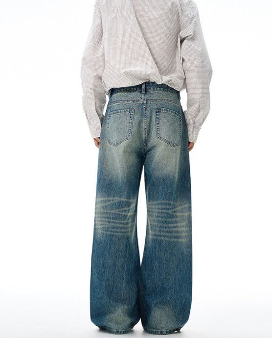 Vintage American whiskered men's straight wide-leg baggy jeans Size US 32 / EU 48 - 4 Thumbnail