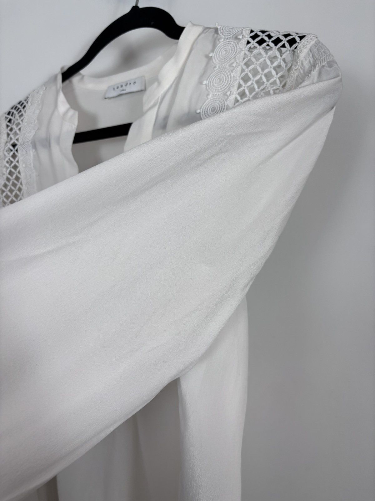 Sandro Sandro Paris NWT Tommy Women’s Ecru White Silk Blouse Shirt Size S / US 4 / IT 40 - 10 Thumbnail