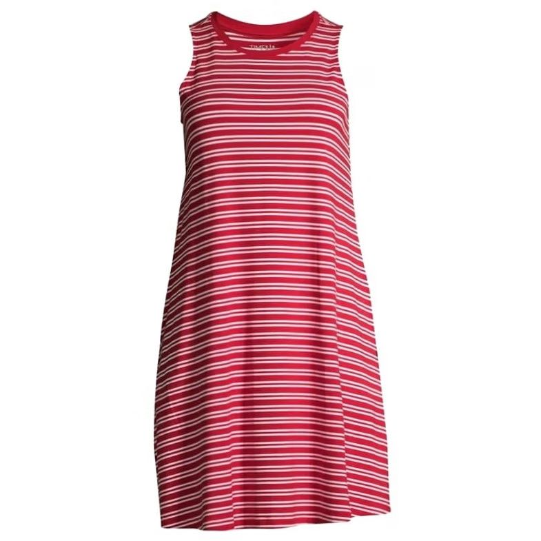 Vintage VINTAGE Time & Tru M Red and white striped ringer neck knit sheath dress POCKETS Women's XL Midi Knee Length Crew Neck Sleeveless Knit Dress Size XL / US 12-14 / IT 48-50 - 3 Thumbnail