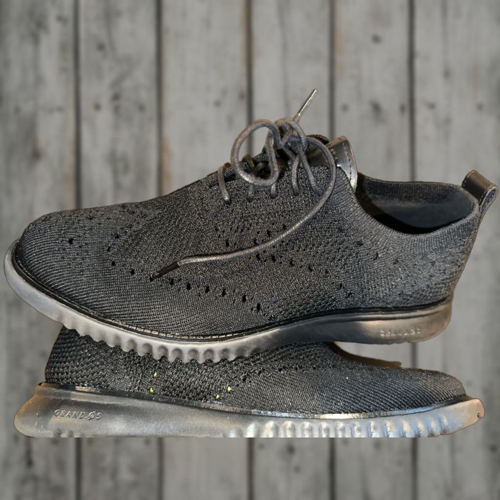 Cole Haan Cole Haan 2.Zerogrand Men 8 M Triple Black Stitchlite Wingtip Oxfords New w/ Box Size US 8 / EU 41 - 1 Thumbnail