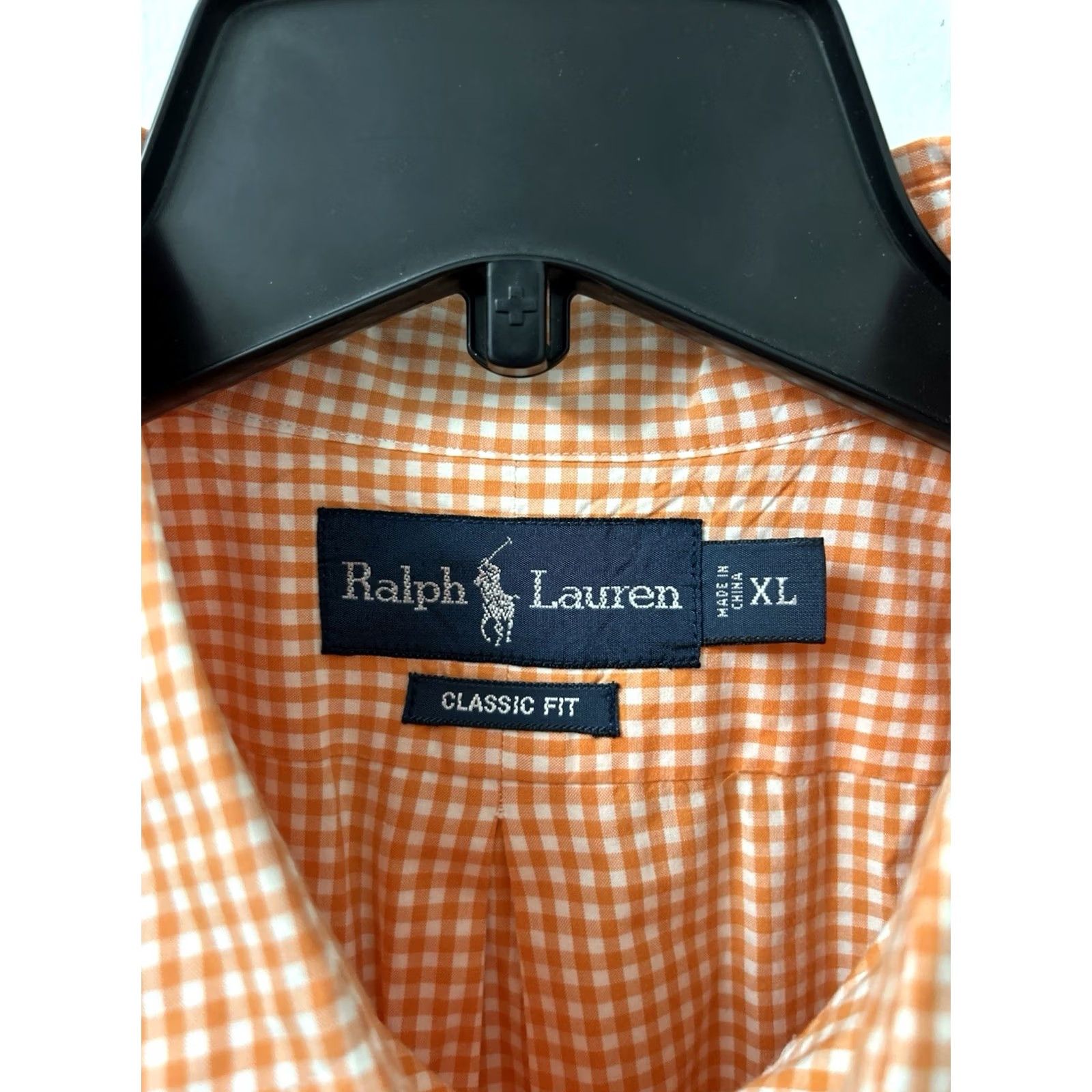 Ralph Lauren Vintage Ralph Lauren Shirt Mens XL Orange White Gingham Plaid Classic Fit L/S Button-Up Collar-Down Embroidered Polo Pony Casual Business Size US XL / EU 56 / 4 - 5 Thumbnail