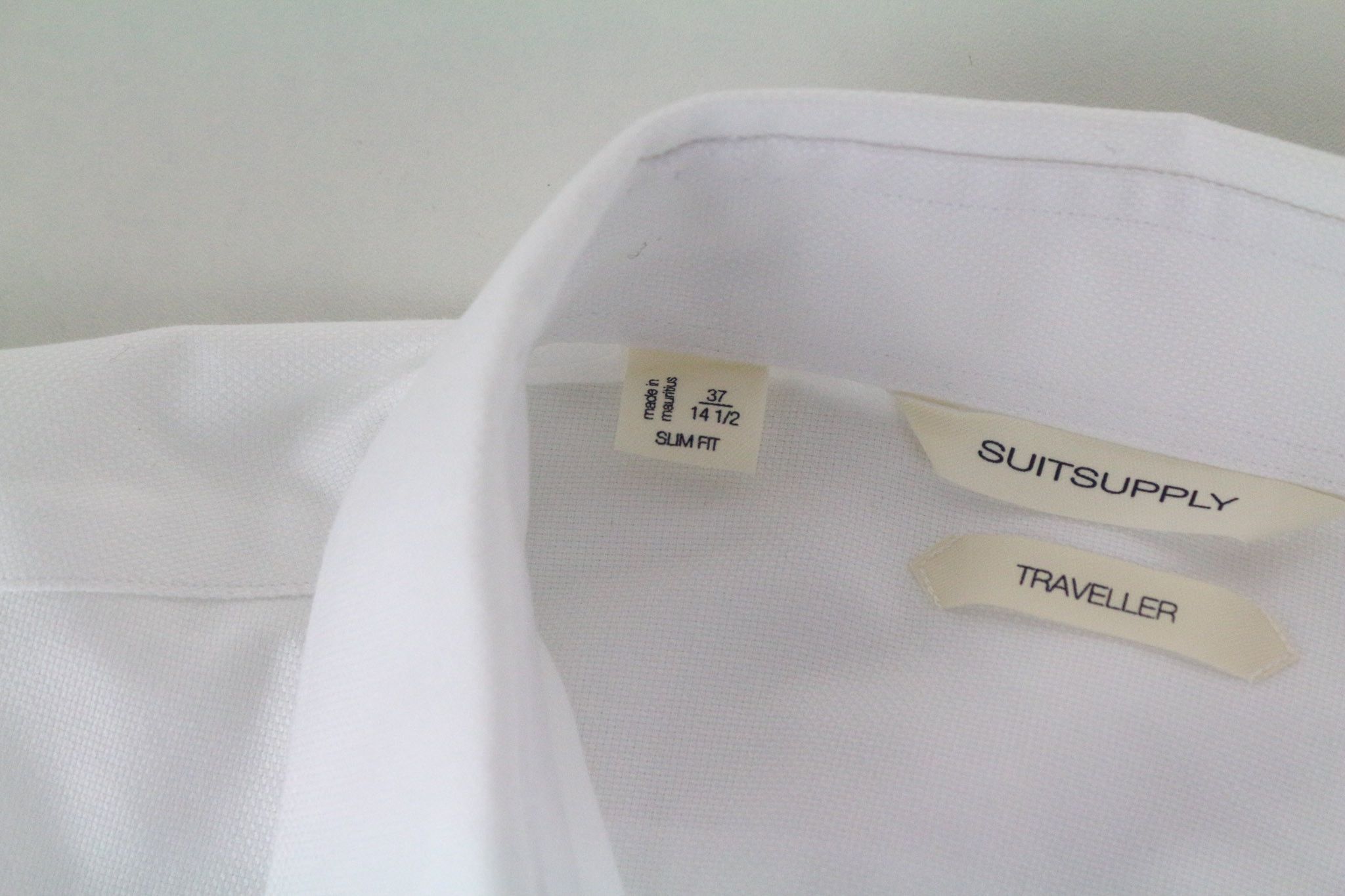 Suitsupply TRAVELLER 37/14 1/2 Slim White Cotton Twill 72676 Size 38R - 5 Thumbnail