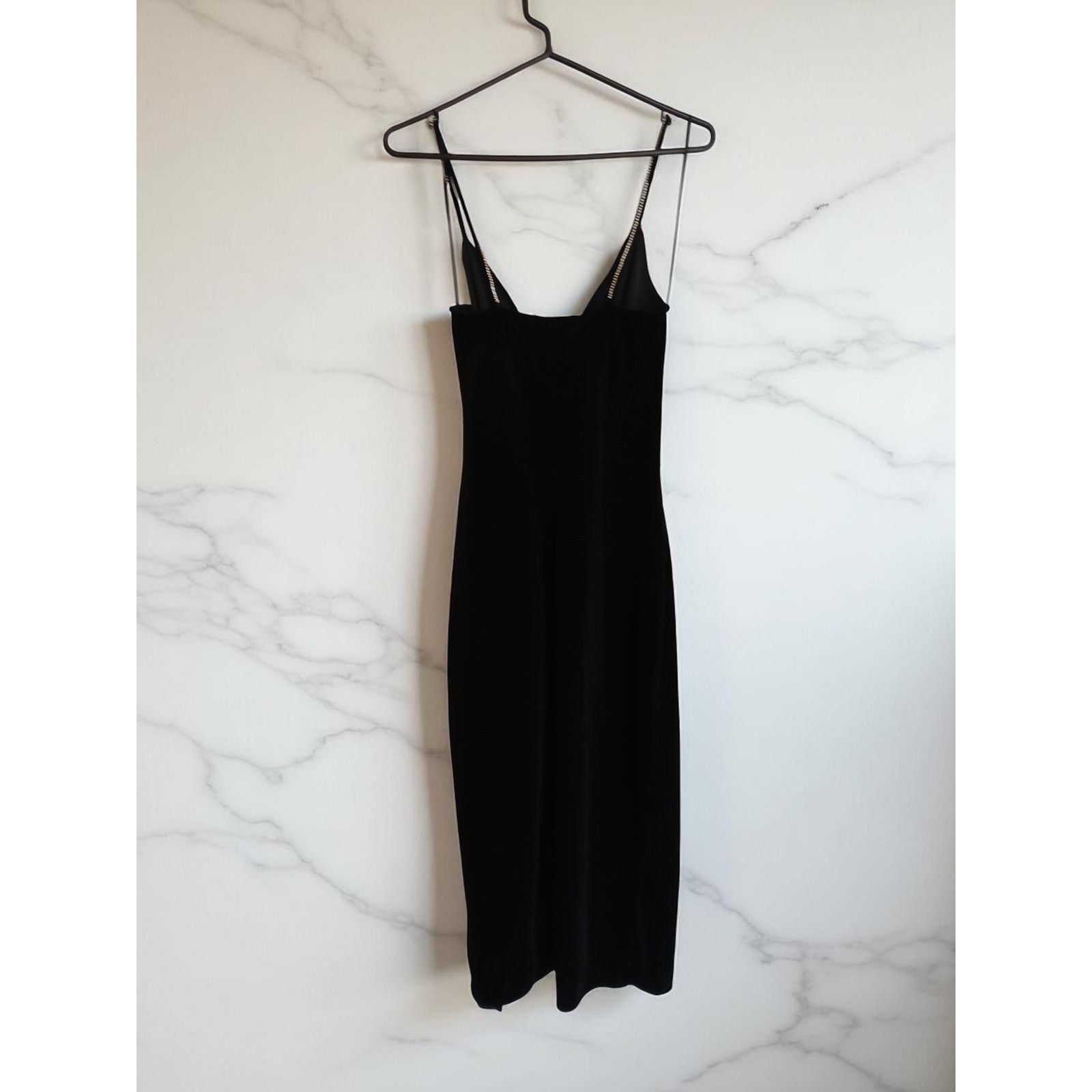 Zara Zara Festive Days Black Velvet Rhinestone Strap Dress - S Size S / US 4 / IT 40 - 4 Thumbnail
