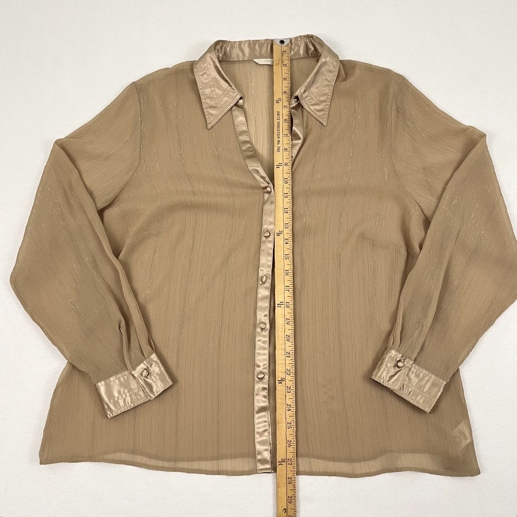 Marks & Spencer Marks & Spencer Set W/ Shirt & Tank Top Women UK 22 Gold Shimmer Statement Sheer Shirt Size 3XL / US 20-22 - 3 Thumbnail