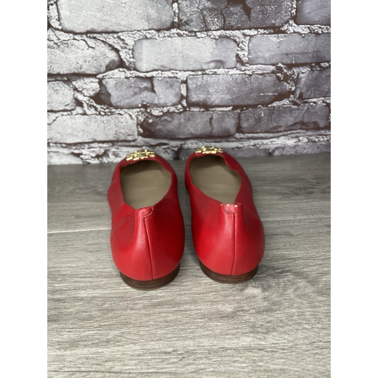 Tory Burch Tory Burch Red Leather Gold Badge Logo Ballet Flats Shoes Wo Size US 8.5 / IT 38.5 - 5 Thumbnail