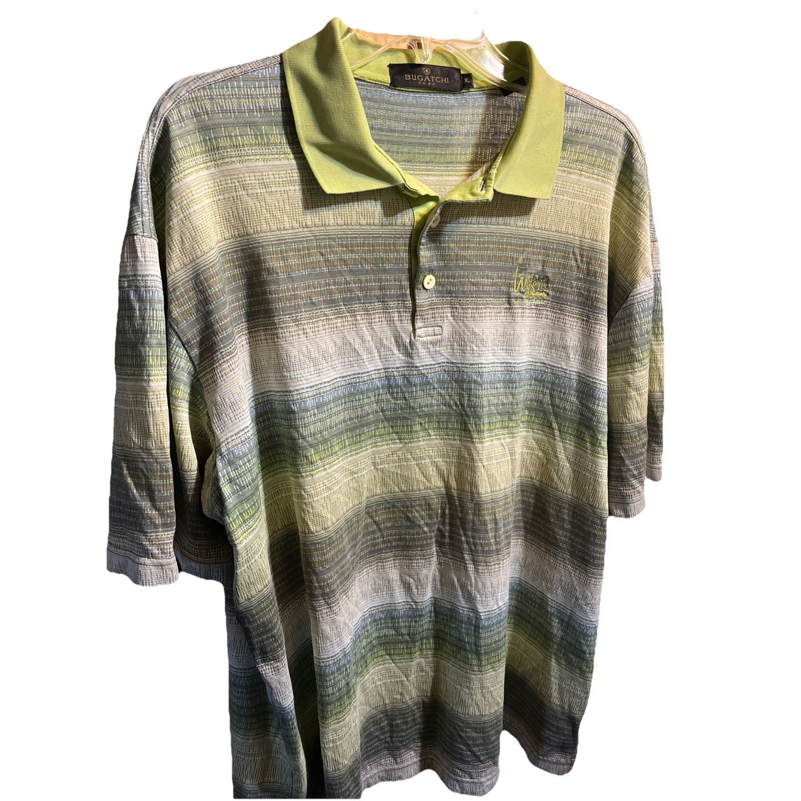 BUGATCHI Bugatchi Uomo Mens Polo Shirt XL Green Golf SS Cotton Button Size US XL / EU 56 / 4 - 1 Thumbnail