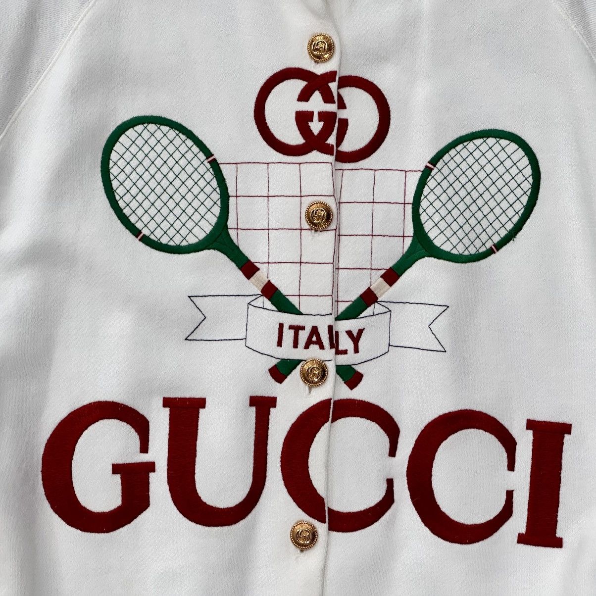 Gucci GUCCI REVERSIBLE GIRAFFE TENNIS EMBROIDERED CARDIGAN SIZE M Size M / US 6-8 / IT 42-44 - 3 Thumbnail
