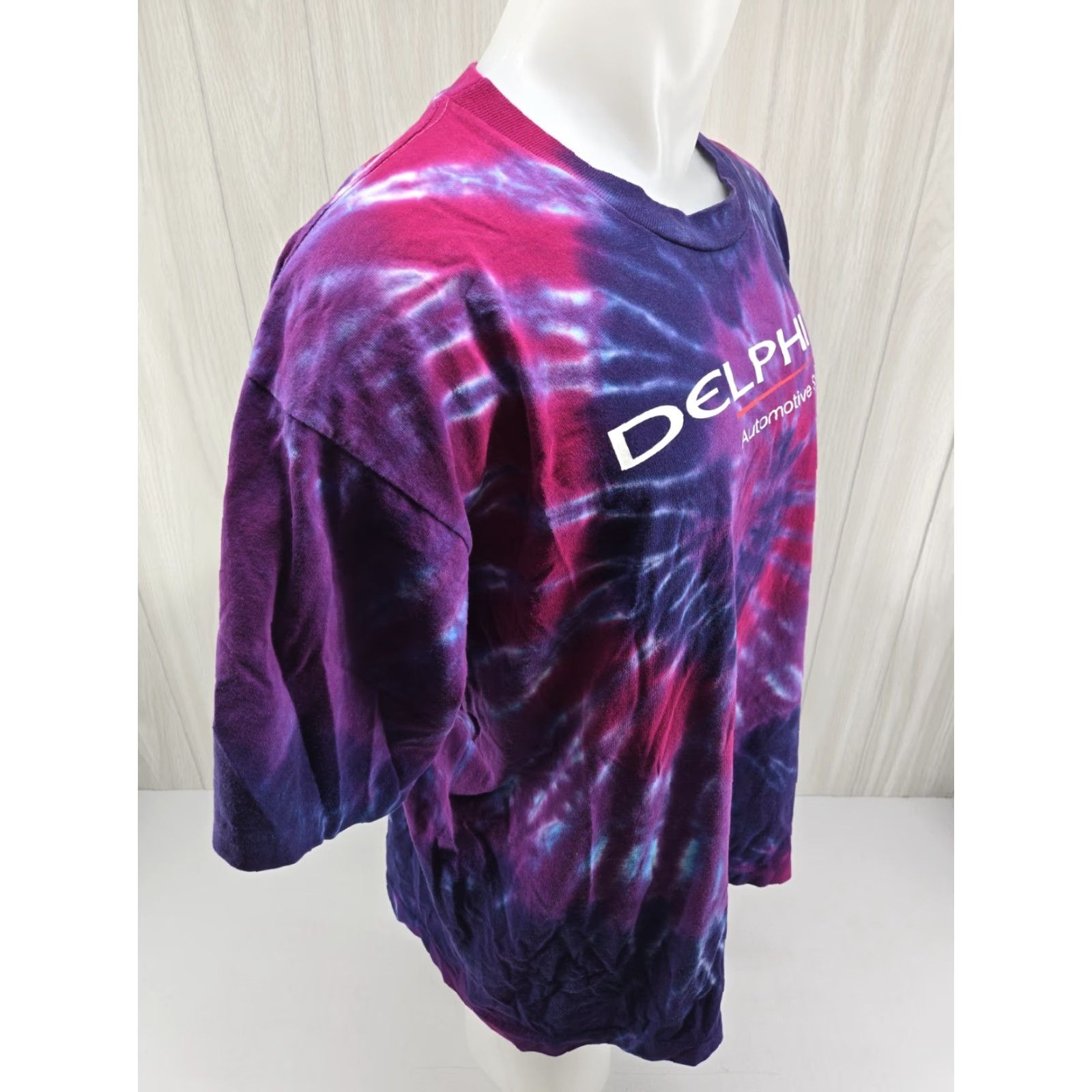 Vintage VINTAGE Delphi Automotive Systems VTG 90s Single Stitch T-Shirt Men’s XL Tie Dye Purple Shirt Mens XL Purple 90s Logo Graphic Print Size US XL / EU 56 / 4 - 7 Thumbnail