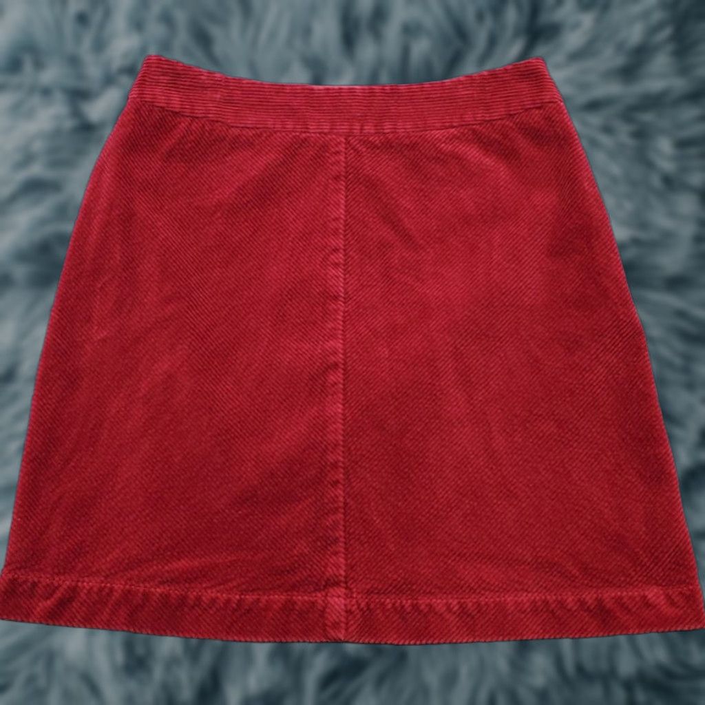Loft LOFT Womens 2 Red Corduroy A-Line Mini Skirt Zip Pleated Lined Stretch Casual Short Size 26" / US 2 / IT 38 - 1 Thumbnail