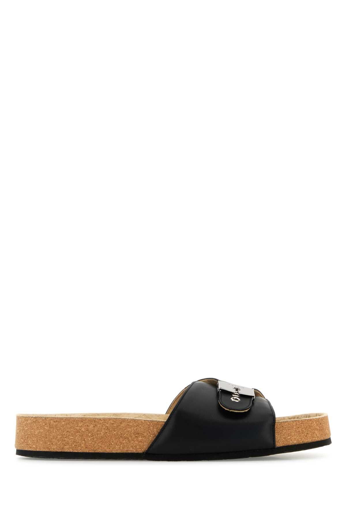 Balenciaga Black Leather Balenciaga X Sholl Slippers Size US 8 / EU 41 - 1 Thumbnail