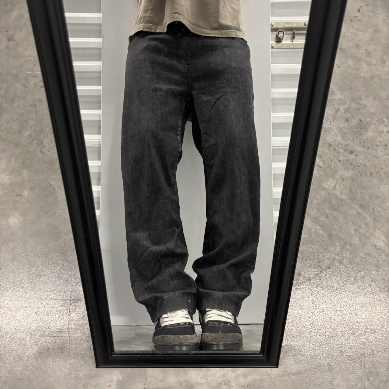 Japanese Brand × Vintage Crazy Y2K Black Dark Wash Grunge Essential Denim Jeans! Size US 33 - 1 Thumbnail