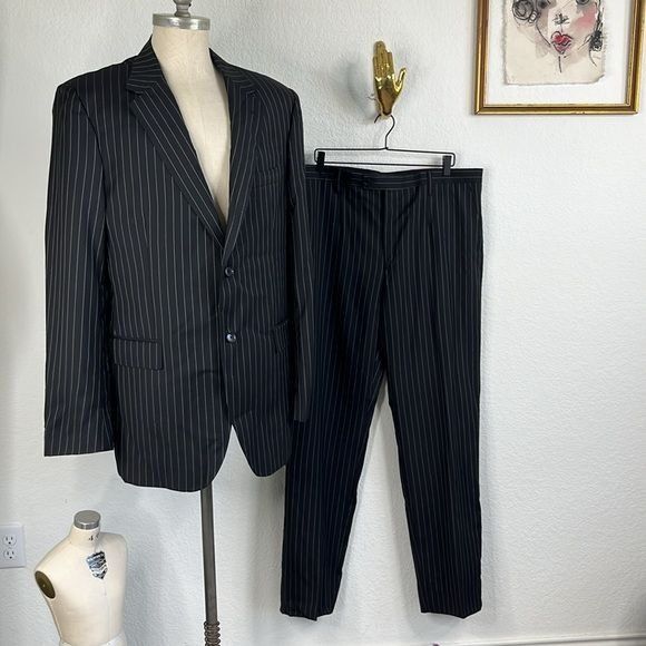 Dolce & Gabbana Dolce and Gabbana Pinstripe Virgin Wool 2 Pc 2 Button Suit s Size 46L - 4 Thumbnail