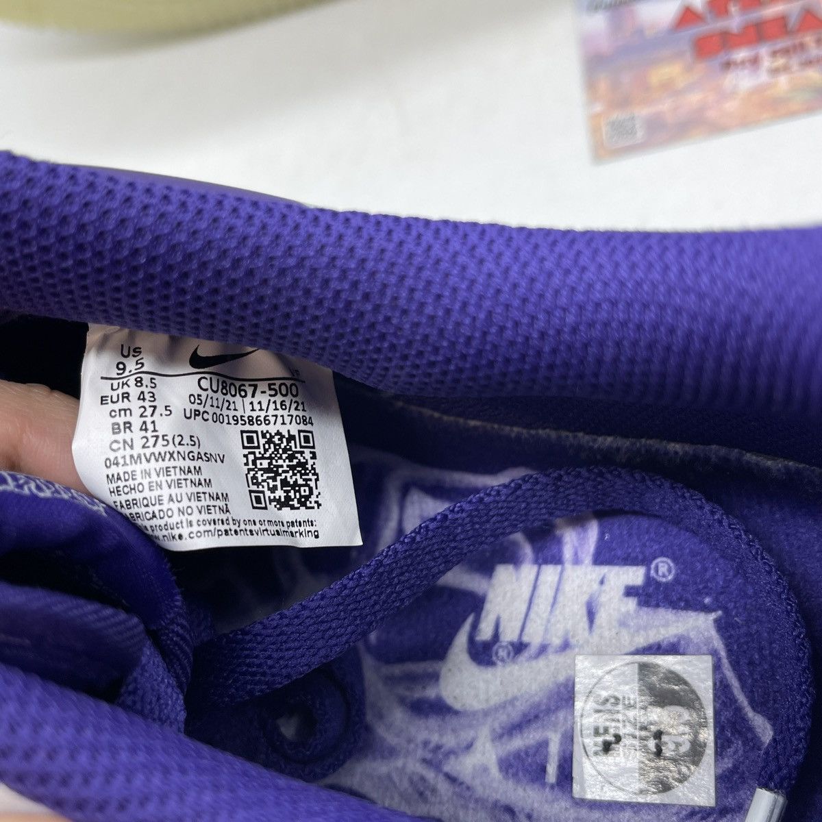 Nike Air Force 1 low purple skeleton Size US 9.5 / EU 42-43 - 8 Thumbnail