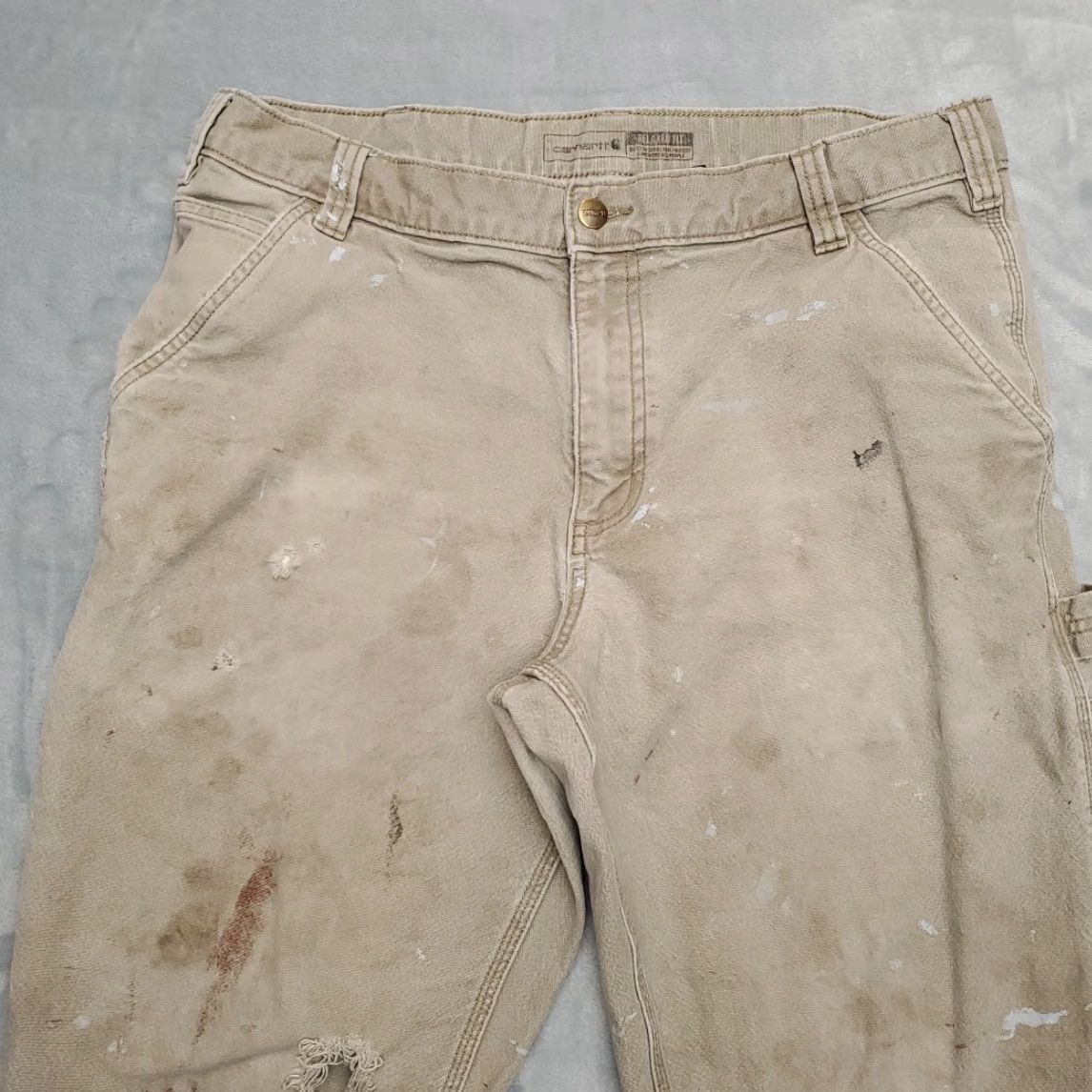 Carhartt Carhartt Pants Mens 36x32 Canvas Relaxed Carpenter Cargo Workwear BN3279 M Beige Brown Casual Pants Mens Regular Front Zip Pockets Cargo Pocket Size US 36 / EU 52 - 5 Thumbnail