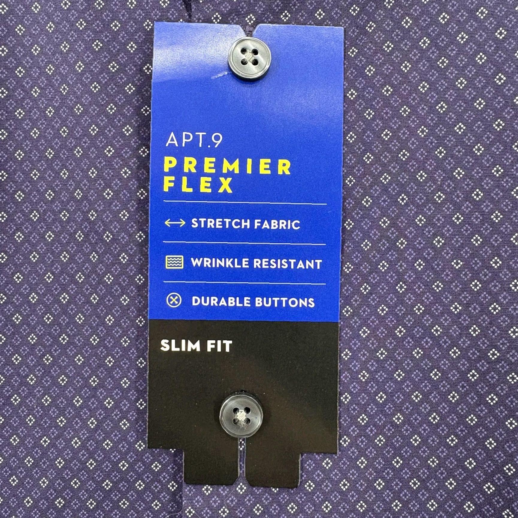 Apt. 9 APT 9 Premier Flex Shirt Mens Medium Purple Slim Fit Wrinkle Resistant Dress Shirt Size US M / EU 48-50 / 2 - 5 Thumbnail