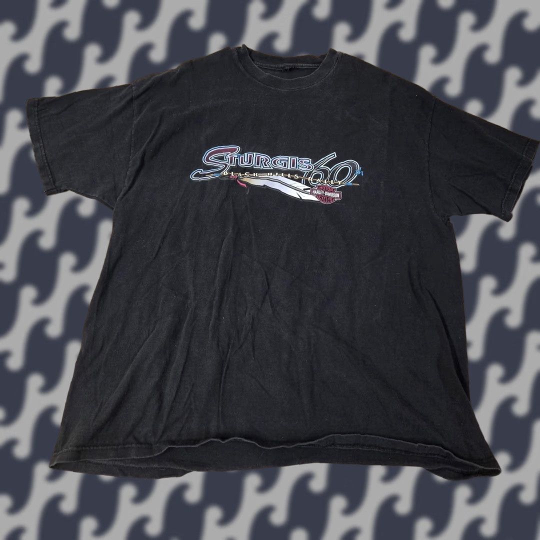 Harley Davidson VINTAGE Harley-Davidson Sturgis Shirt Mens XL Black 60th Rally 2000s T-Shirt Graphic Print Size US L / EU 52-54 / 3 - 1 Thumbnail