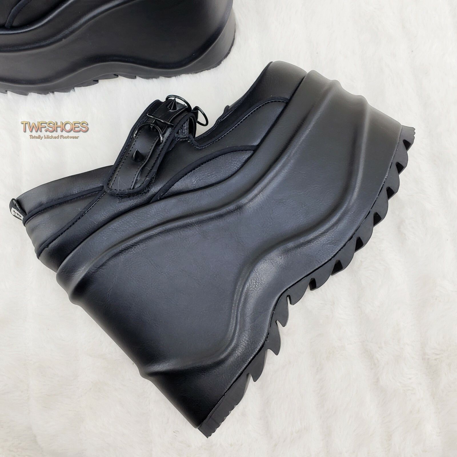 Demonia Cult DEMONIA Wave 48- 6" Platform Black Matte Goth Punk Mary Jane Size US 11 / IT 41 - 5 Thumbnail